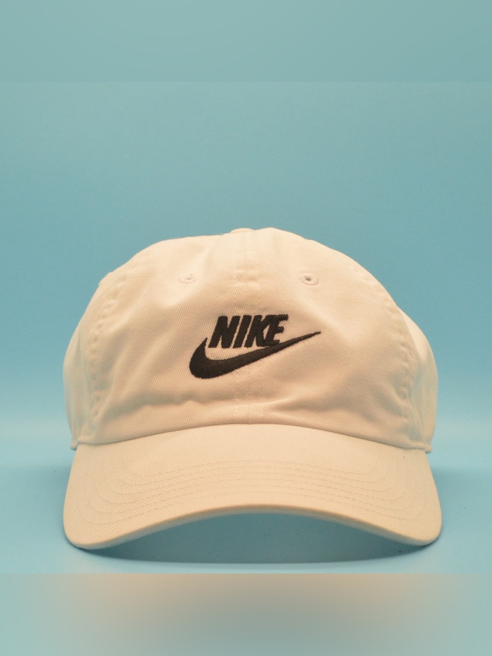 Nike White Black Logo Adjustable Cotton Baseball Cap